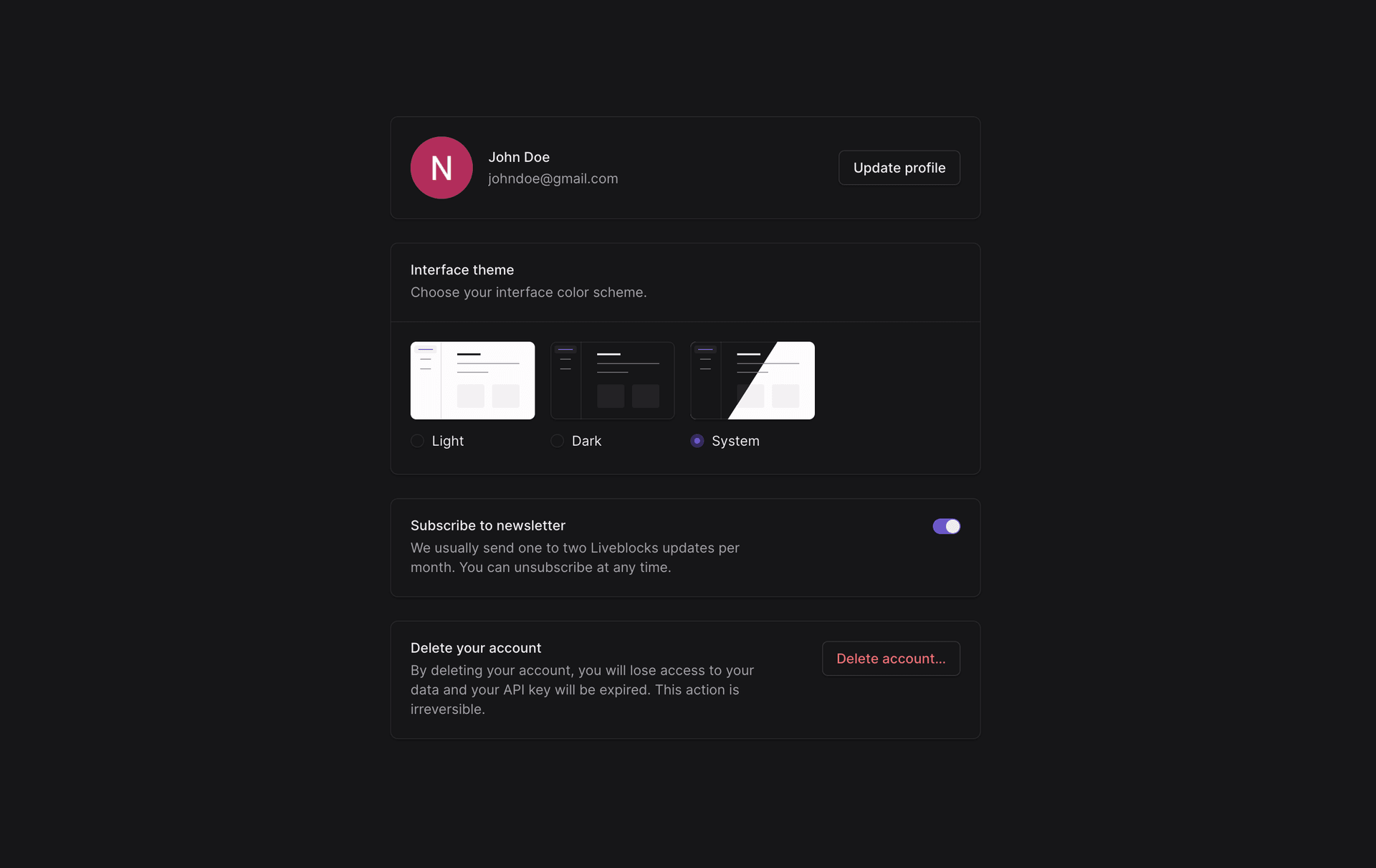 Delete your Liveblocks account