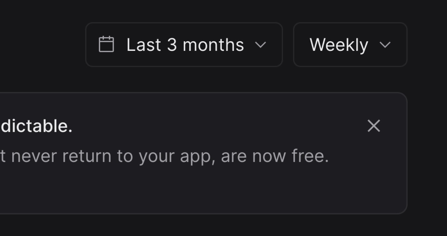 Liveblocks analytics timeframe selector