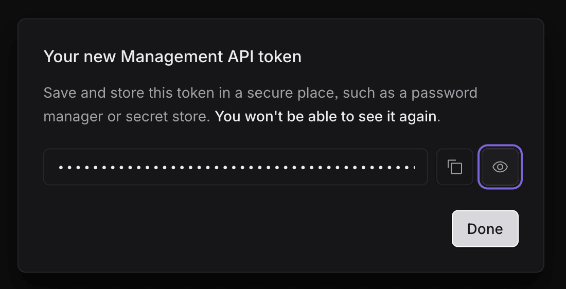New access token dialog