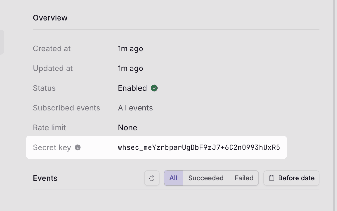Copy your webhook secret key